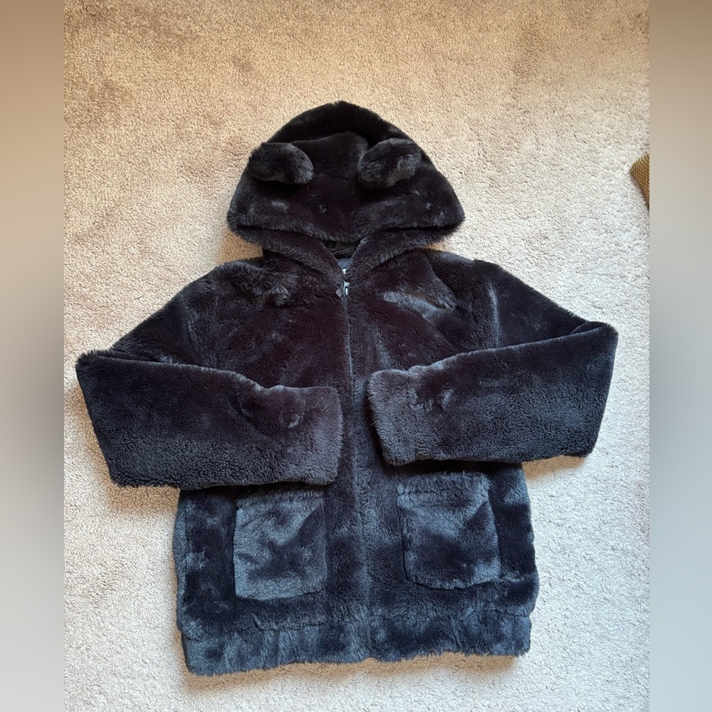 H&M Black Faux Fur Kids Puffer Jacket